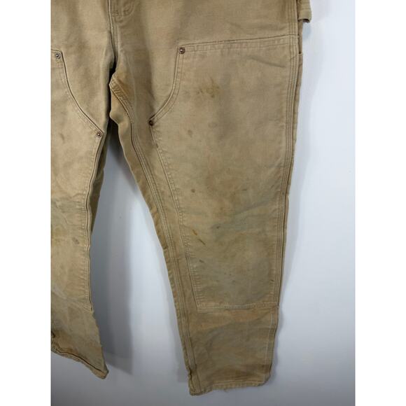 Vintage USA Made Carhartt Double Knee Carpenter Pants Tan Fits 30x32 No Button - Picture 11 of 14